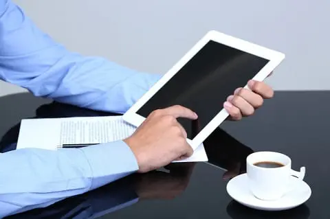 Businessman with notebook close-up.